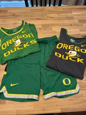 Lot of Nike Oregon Ducks Green and Yellow Shorts/Tanks